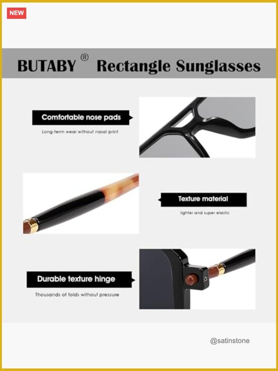 Retro Square Aviator Sunglasses UV400 Protection Plastic Frame main image 4